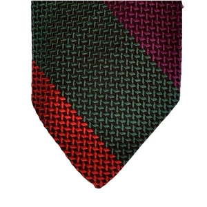 Tapa Jacobs Roberts para hombre Learbury corbata jacquard seda rojo púrpura verde rayas - Imagen 1 de 9