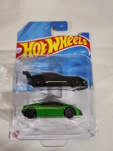 2025 Hot Wheels 2er Pack Aston Martin Vulcan Black & Lamborghini Huracan Green - Bild 1 von 2