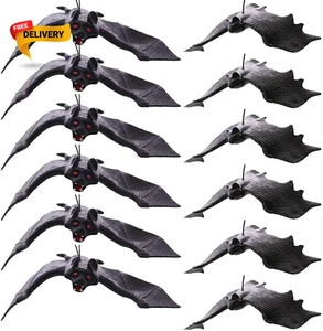 12 Stück Halloween hängende falsche Fledermäuse Halloween Deko Gummi Vampir Fledermäuse... - Bild 1 von 12