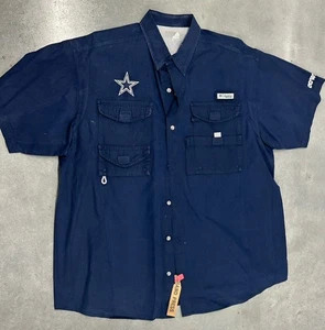 Dallas Cowboys Columbia PFG Fishing Shirt Navy Blue Men’s XXL Button Up - Picture 1 of 3