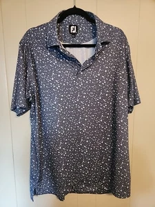L FOOTJOY GOLF POLOSHIRT blau bunt PUNKTE GEPUNKTET SPLATTER Lookout Mountain - Bild 1 von 5