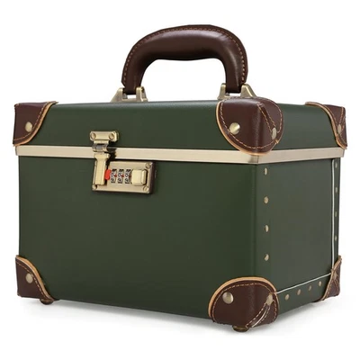 Estuche Tren Maquillaje Vintage con Cerradura de Combinación de Metal, Cuero Artificial Verde... Foto 1 de 4