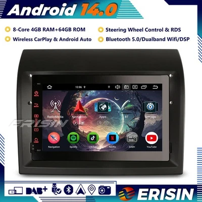 64GB Android 14 GPS Autoradio Navi per Fiat Ducato Peugeot Boxer Citroen Jumper - Immagine 1 di 4