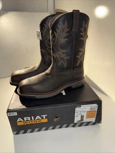 Ariat Men's Workhog H2O Wide Square Safety Toe Bruin Coffee Size 12 - 10017420 - Picture 1 of 10