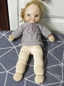 MUÑECA ANTIGUA 'MASSAPEQA' CARA GOMA COSIDA A MANO 14" HECHA A MANO - Imagen 1 de 6