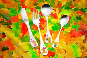 Kinderbesteck Set 4teilig Edelstahl 18/10 mit Name personalisiert Geschenk - Bild 1 von 6