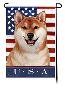 Patriotic USA Garden Flag - Red and White Shiba Inu 127 - Picture 1 of 1