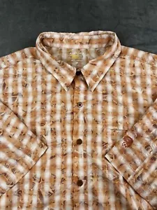 Mountain Hardwear Shirt Mens (XXL) Orange Plaid Geometric Nylon Blend Zip Pocket - Picture 1 of 7