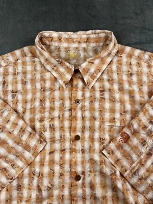 Mountain Hardwear Shirt Mens (XXL) Orange Plaid Geometric Nylon Blend Zip Pocket - Image 1 of 4