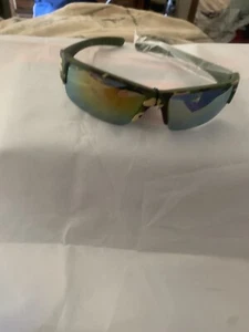 Khan Sunglasses Green Camouflage Frame Yellow Mirrored Tinted Lens - Picture 1 of 5