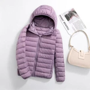 Women's Down Jacket Hooded Duck Down Jacket Ultralight Short Jacket Puffer Coat - Picture 1 of 25