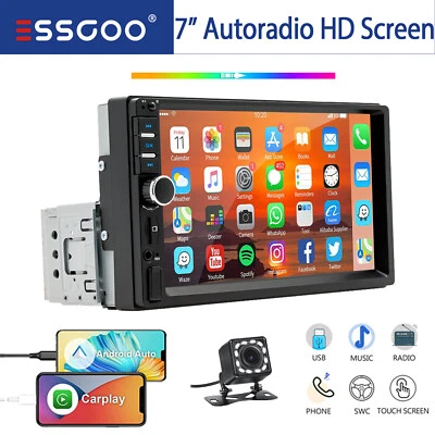 Autoradio 1DIN Carplay Android Auto BT FM mit 7" Bildschirm Radio Rückfahrkamera - Bild 1 von 4