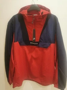 Oakley Anorak Large Red Navy Woodcreek Ski Jacket Coat Lightweight BNWT Hooded - Picture 1 of 18