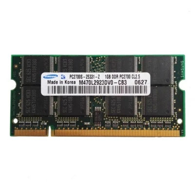 Original Samsung 1GB DDR PC2700S-25331 Sodimm 333MHz Memory RAM M470L2923DV0-CB3 - Image 1 of 4