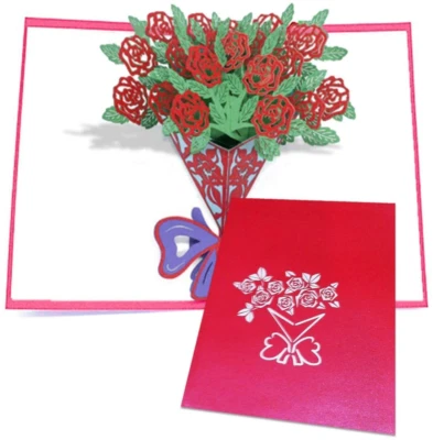 Tarjetas de Graduación 10" Pop Up Tarjeta de Amor Tarjetas de Felicitación Rosas Ramo Foto 1 de 4