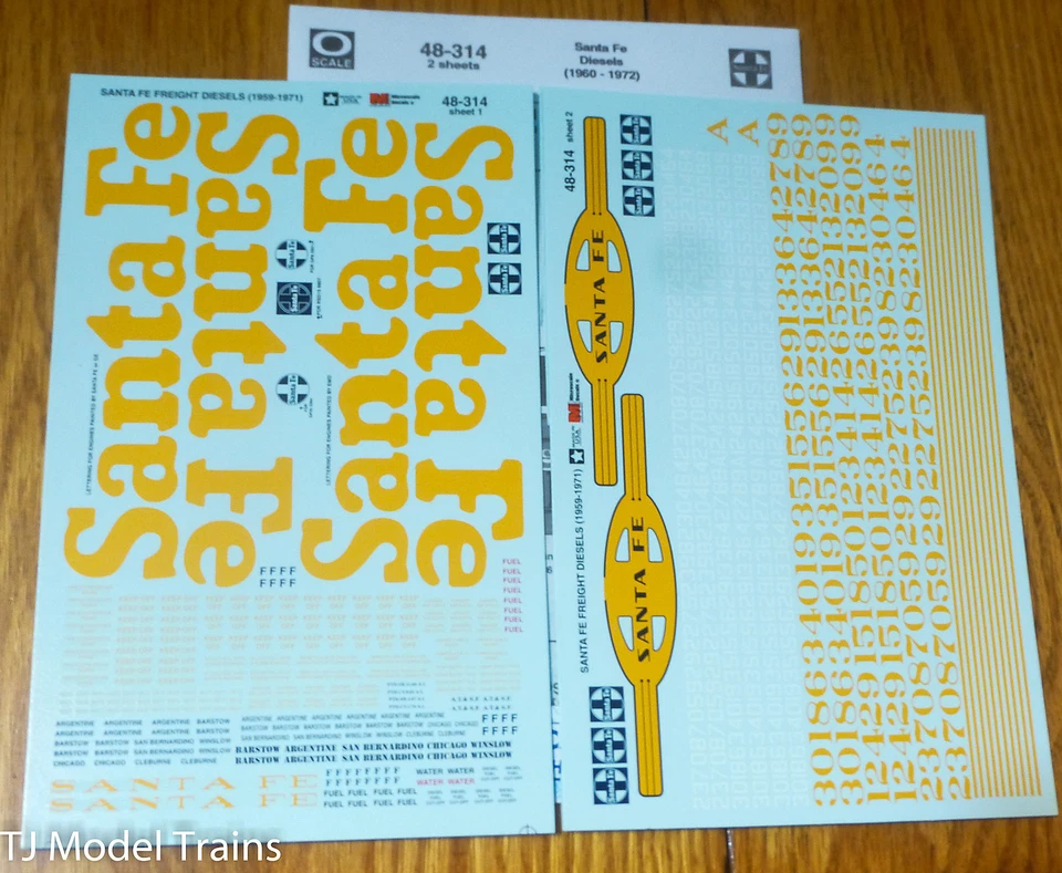 Microscale Decal O #48-314 Santa Fe Hood Diesels (1959-1971) - Image 1 of 1