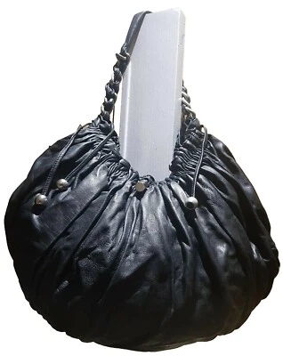 SHOULDER BAG GENUINE BUTTERY SOFT BLACK LEATHER EXTRA LARGE DESIGNER MODALU NEW - Image 1 of 4