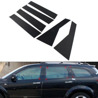 Juego de 6 postes de pilar negros brillantes molduras de ventana de puerta para Dodge Journey 2009-2020 Foto 1 de 4