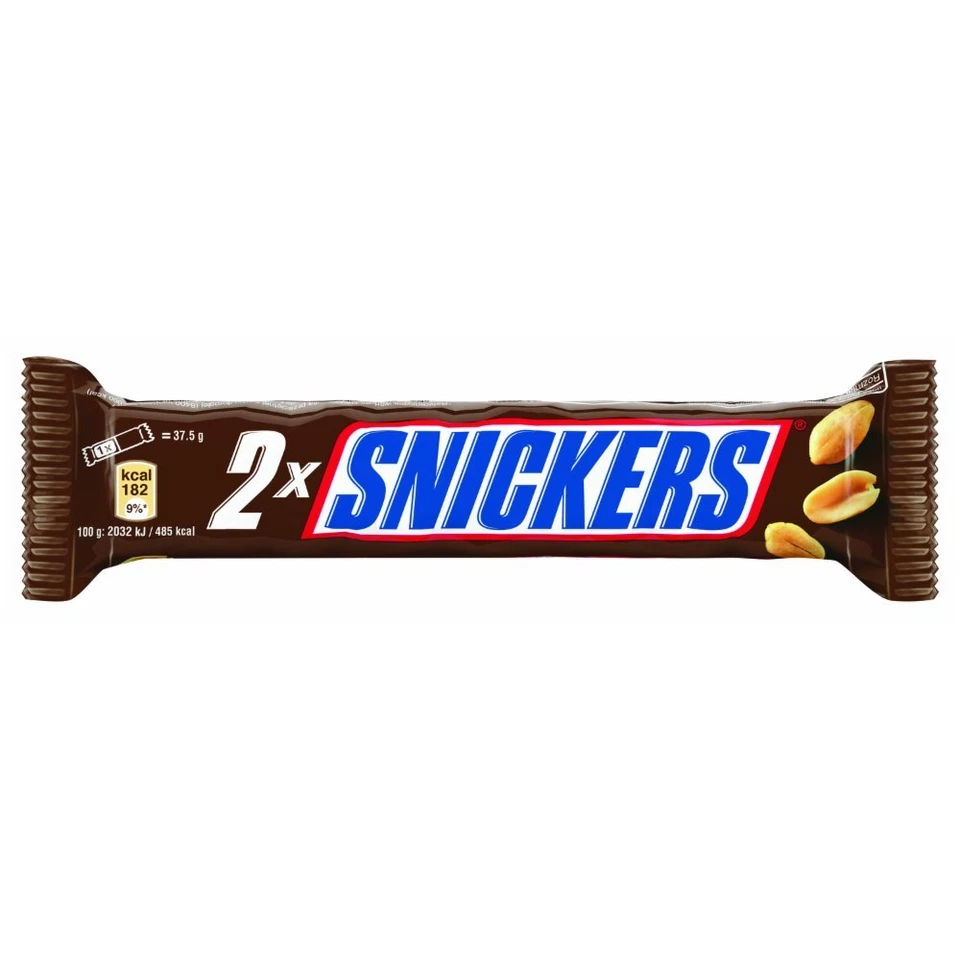 SNICKERS PAQUETE DE 2 barras de chocolate de avellanas y turrones 75 g 2,7 oz Foto 1 de 1