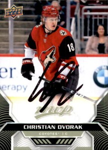 Christian Dvorak Signed Autographed 20/21 Upper Deck Mvp card Arizona Coyotes