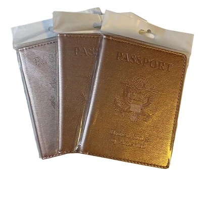 Viaje EE. UU. Organizador de Pasaporte Portatarjetas Protector Cubierta Billetera Oro Rosa Lote 3 Foto 1 de 4