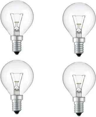 4 Pack 40W SES E14 Clear Golf Light Bulbs, Small Screw, Incandescent Dimmable - Image 1 of 4
