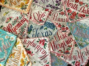 YOUR CHOICE Vintage Franshaw State Souvenir Hankies Unused w/Original Tags 1950s - Picture 1 of 9