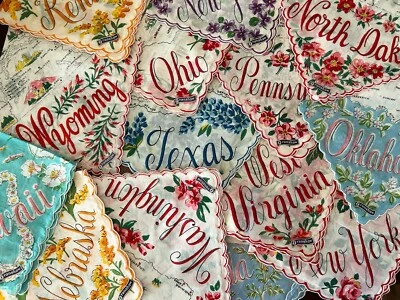 TU ELECCIÓN Pañuelos de recuerdo del estado Franshaw de colección sin usar con etiquetas originales años 50 Foto 1 de 4