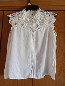 Top de mujer Shein de encaje de ganchillo blanco sin mangas talla S/M - Imagen 1 de 3