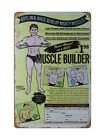 Garçons Hommes Build Develop Mighty Muscles 1969 Muscle Builder signe étain métal