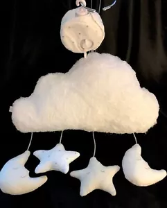 Cuna musical de felpa recién nacida blanca luna y estrellas MÓVIL canción de cuna J5 - Imagen 1 de 1