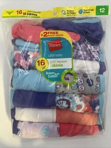 Hanes Girls 16pk Tagless Bikini 100% Cotton Size 12. - Picture 1 of 2