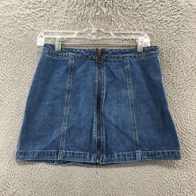 Falda corta Forever 21 línea A para mujer azul medio lavado denim algodón cremallera Foto 1 de 4