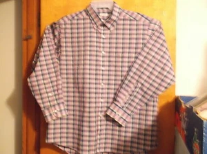 NEW IZOD MEN'S WRINKLE FREE TWILL BLUE PLAID DRESS  SHIRT ..SZ  18--(34-35). - Picture 1 of 3