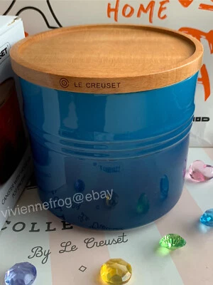 LE CREUSET MARSELLA AZUL MEDIANO TARRO DE ALMACENAMIENTO BOTE CON TAPA 1,5 QT Foto 1 de 3