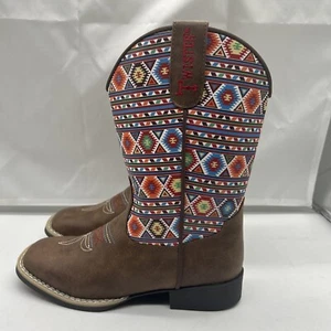 Twister Western Boots Girls Size 2 Daniella Southwest Print Brown Cowgirl NIB - Picture 1 of 12