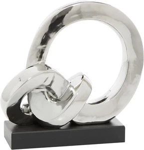Deco 79 Polystone Abstract Decorative Link Sculpture With Black Base, 12x5x12 - Picture 1 of 6