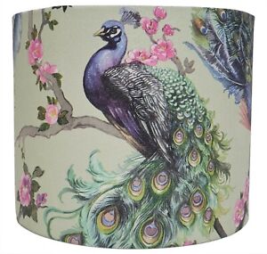 Pfau Lampenschirm Deckenleuchte Schirm grün Blumenmuster Feder Design Menali