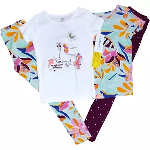 Carter's 5 5T Toddler Girl 4pc Pajama Set Magi-Cool Dreams Unicorn Floral Cotton - Picture 1 of 4