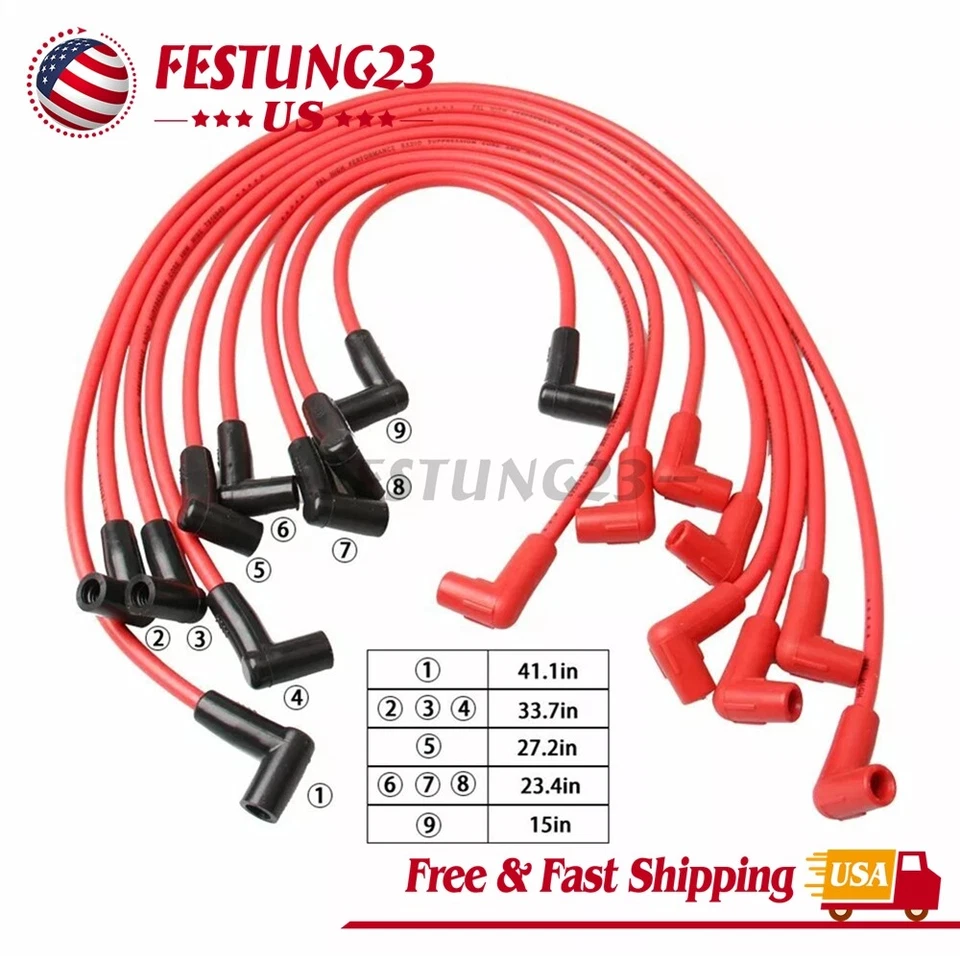 4048 High Performance HEI Spark Plug Wires Set For Chevy GMC SBC BBC 305 350 454 - Image 1 of 4