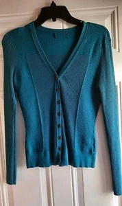 Rib Knit Cardigan Sweater (BRAND UNKNOWN) - PS - V-Neck, Btn Front, Long Slvs - Picture 1 of 2