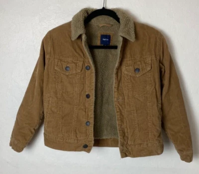 Chaqueta de Camionero Gap Sherpa Forrada Pana Botón a Presión Camel Profundo Unisex Niños M-8  Foto 1 de 3