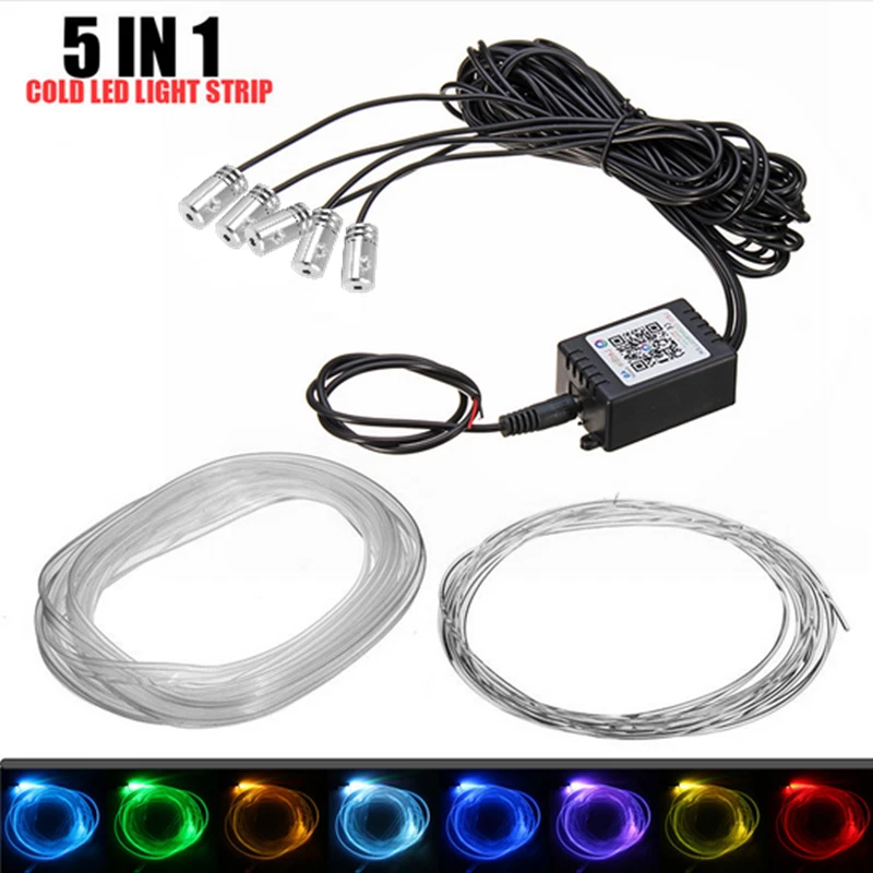 Tira de luz LED de neón RGB control de aplicación de teléfono de automóvil 5 en 1 tubo atmósfera decoración lámpara Foto 1 de 4