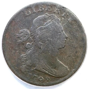 1798 S-185 R-2 ANACS VG 8 Draped Bust Large Cent Coin 1c - Picture 1 of 3