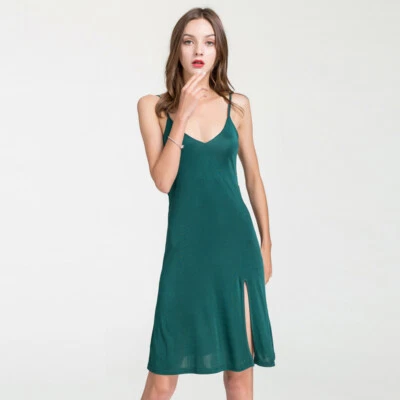 桑蚕丝女式 V 领懒人连衣裙 100% 真丝睡衣透气 — 第 1/4 张图片