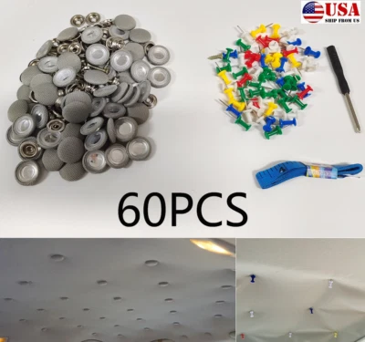 (EE. UU.) 60x Revestimiento de techo de automóvil Reparación de techo caído Hebilla Pasadores Remaches Tornillo Foto 1 de 4