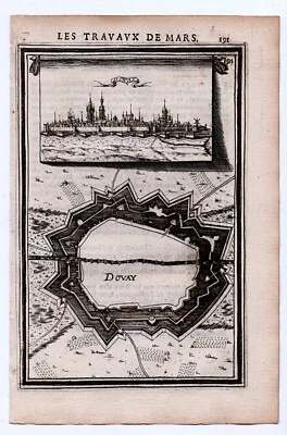 1671 Manesson Mallet Antique Print, Map, Fort View, Douai, Nord, France - Imagem 1 de 2