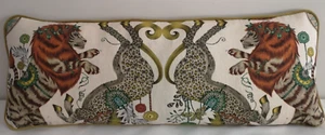 Emma J Shipley CASPIAN GOLD LINEN Cushion, Polyester Pad 68cm x 26cm (LIONS) - Picture 1 of 5