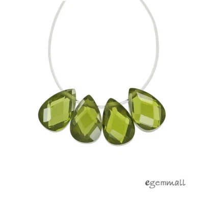 8 piezas cuentas briolette de pera plana de circonita cúbica 6x9 mm verde oliva #96136 Foto 1 de 2