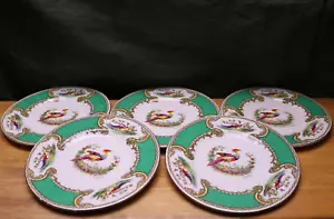 Myott Chelsea Bird Staffordshire England verde 5 piatti pane rotondi 6" #2380 - Foto 1 di 7
